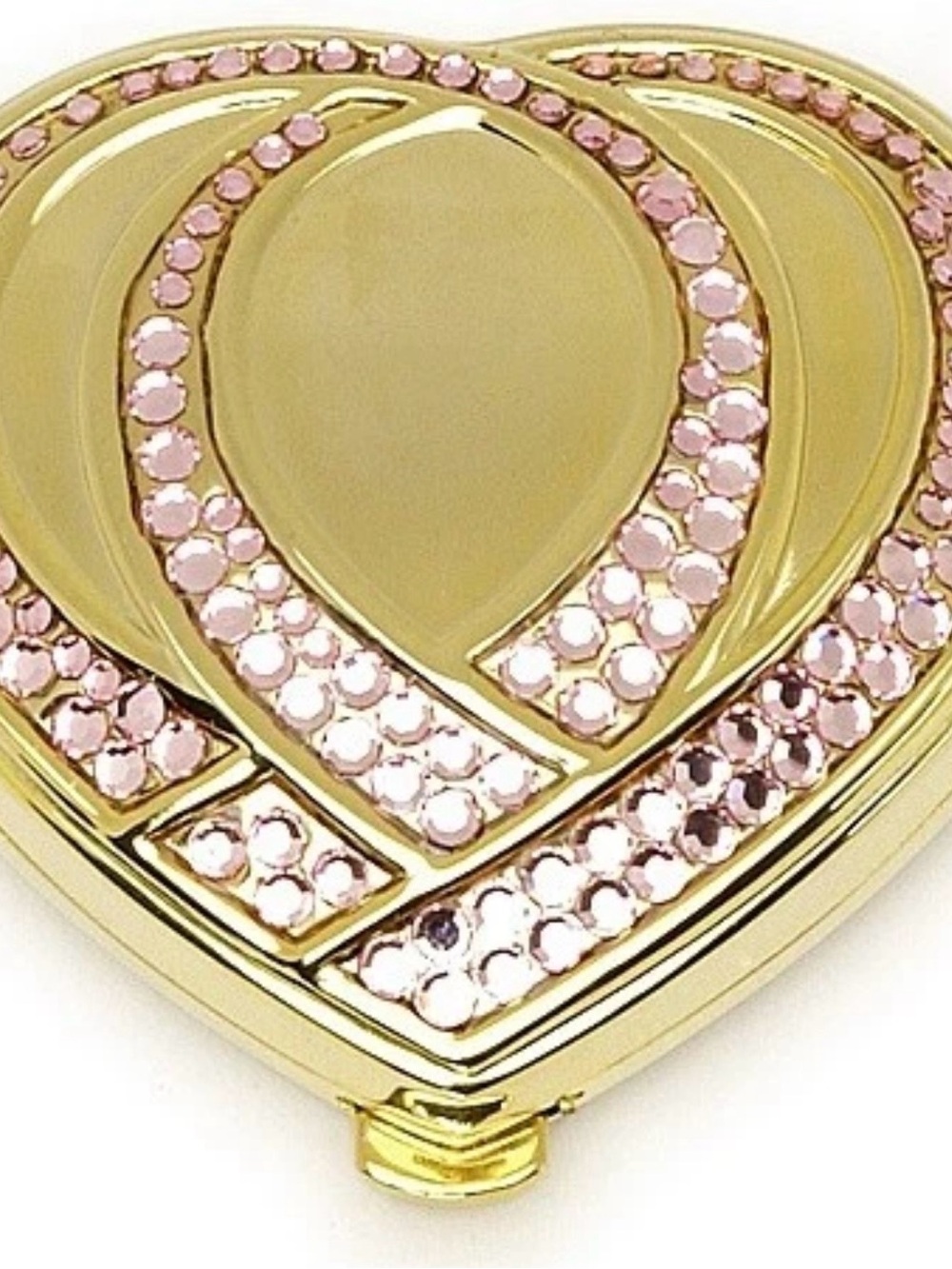 Estée Lauder lucidity pink crystal ribbon gold heart full pressed powder compact